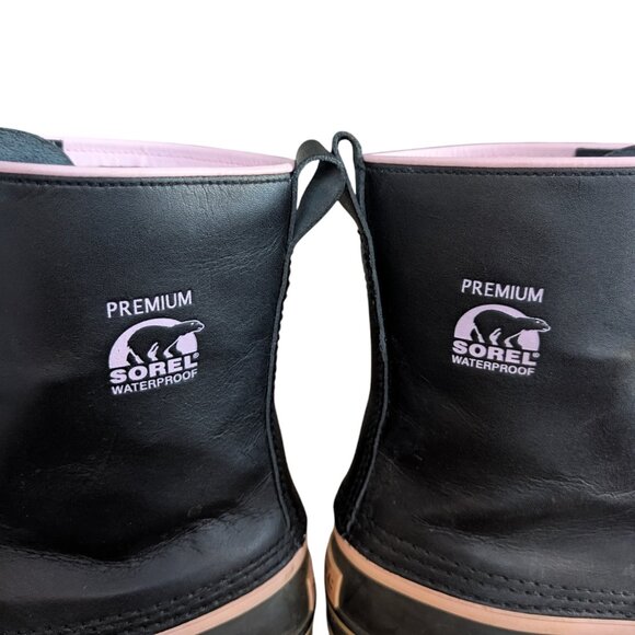 Sorel Black & Pink Leather Waterproof Insulated Women's Winter Snow Boots Size 9 - Picture 4 of 16